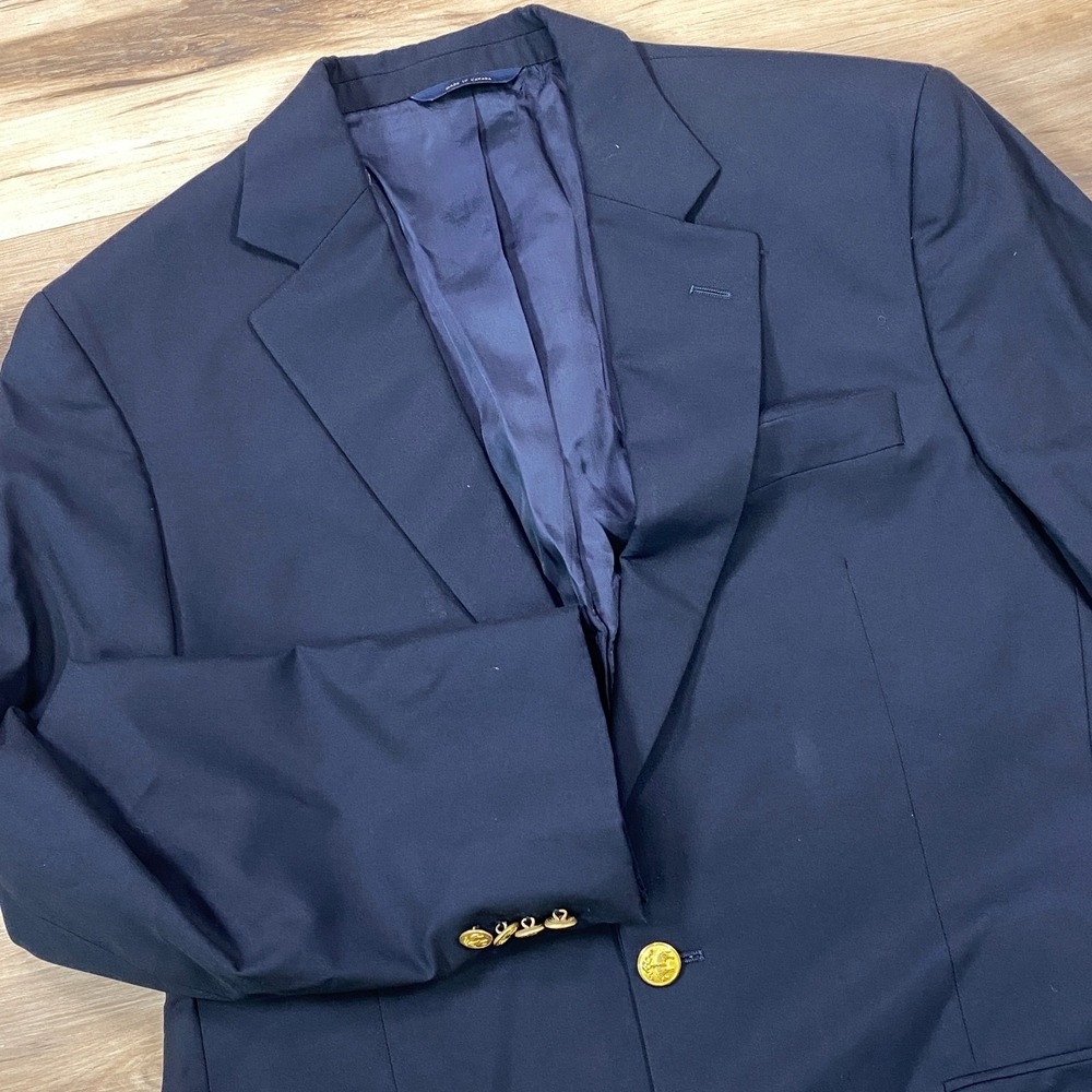 Brooks Brothers Blazer Men 40L Heritage Loro Piana Wool Classic Navy Gold Button